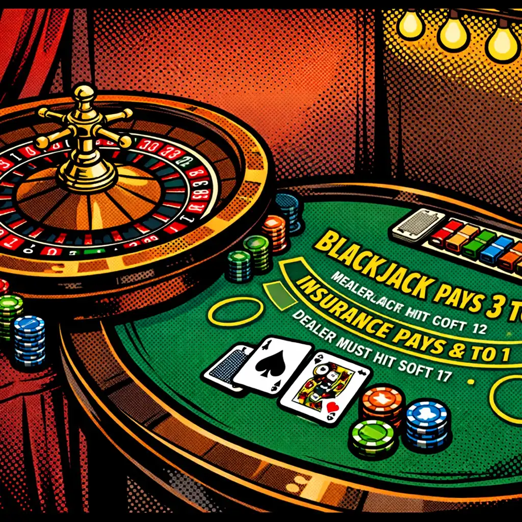 Rulettkerék és blackjack asztal a játékteremben